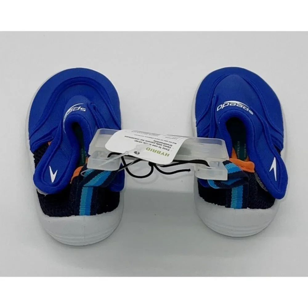 NWT Speedo Boys Kids Small 5/6 Hybrid Water Shoes Blue White
